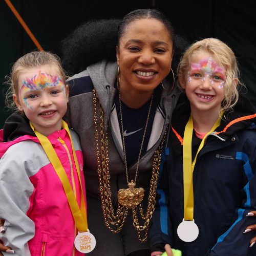 Mayor of Leeds with Children at the SNAPS Superhero Challenge